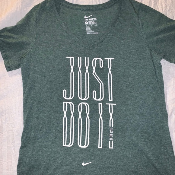 Nike Tops - Nike green Graphic design V-neck tee shirt